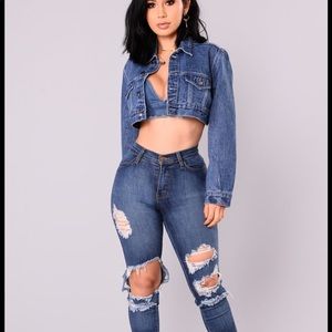 Fashion Nova Cora Super Cropped Jacket NWT Denim